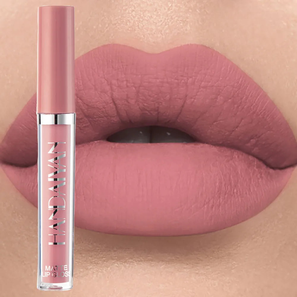 Handaiyan 12 Colors Matt Lip Gloss Longlasting Red Nude Lipstick Liquid matte Waterproof Lipgloss Makeup