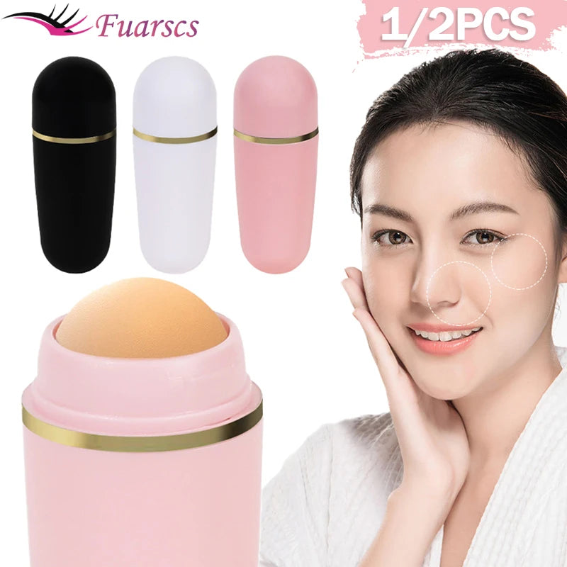 Face Oil Absorbing Roller Facial Pores Cleaning Oil Roller Natural Volcanic Stone T-zone Massage Stick Makeup Face Care Tools